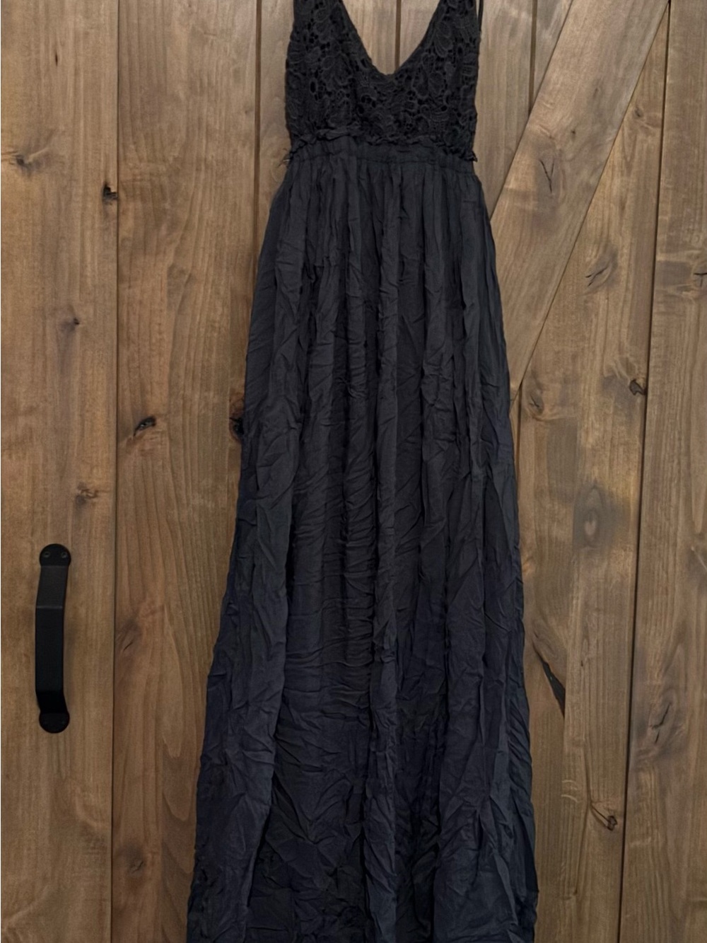 American Threads Black Sleeveless Lace Bodice Maxi Dress
